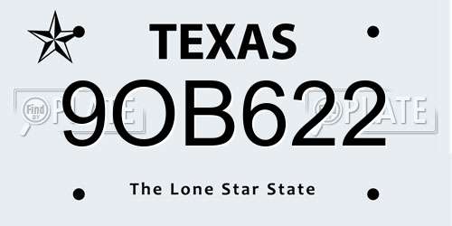 9OB622 Texas License Plate