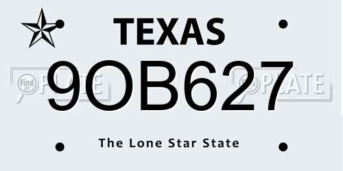 9OB627 Texas License Plate