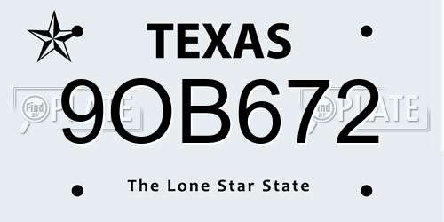 9OB672 Texas License Plate