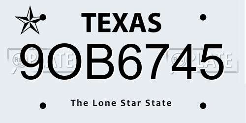 9OB6745 Texas License Plate