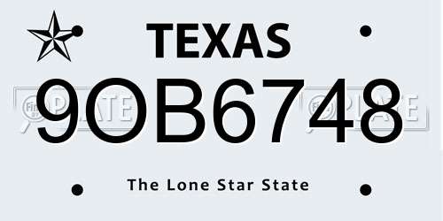 9OB6748 Texas License Plate