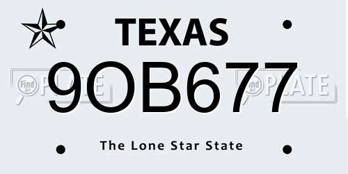 9OB677 Texas License Plate