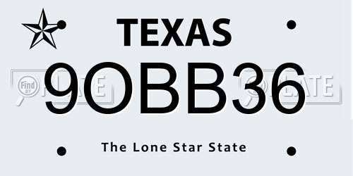 9OBB36 Texas License Plate