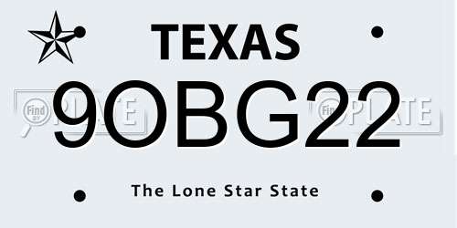 9OBG22 Texas License Plate
