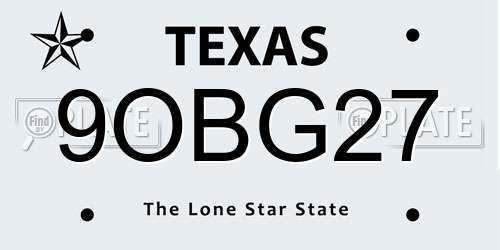 9OBG27 Texas License Plate