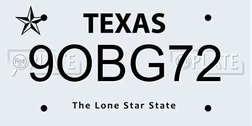 9OBG72 Texas License Plate