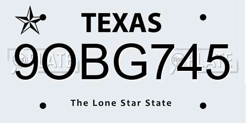 9OBG745 Texas License Plate