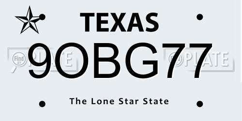 9OBG77 Texas License Plate