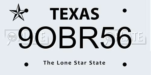 9OBR56 Texas License Plate