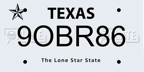 9OBR86 Texas License Plate