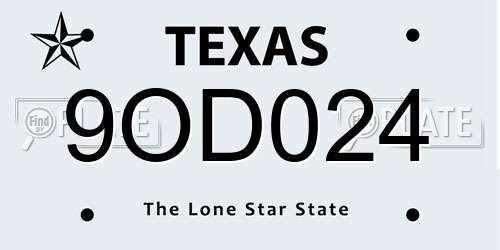 9OD024 Texas License Plate