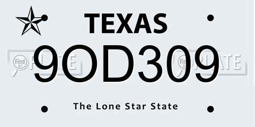 9OD309 Texas License Plate