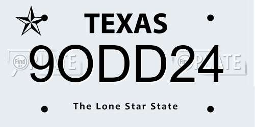 9ODD24 Texas License Plate