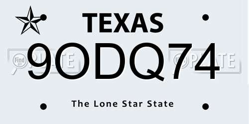 9ODQ74 Texas License Plate