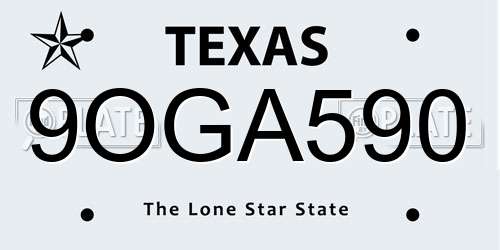 9OGA590 Texas License Plate