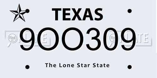 9OO309 Texas License Plate