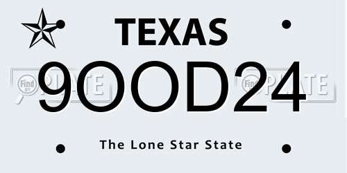 9OOD24 Texas License Plate