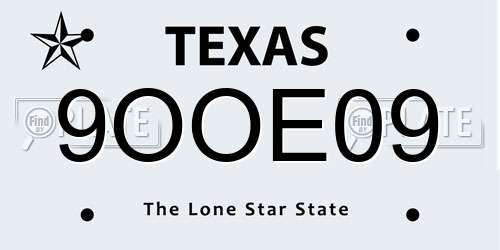9OOE09 Texas License Plate