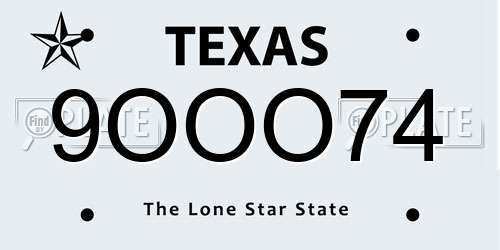 9OOO74 Texas License Plate