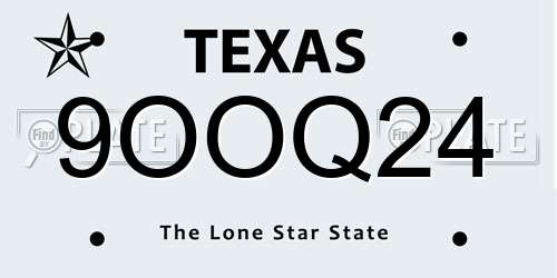 9OOQ24 Texas License Plate