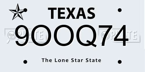 9OOQ74 Texas License Plate