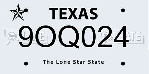 9OQ024 Texas License Plate