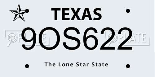 9OS622 Texas License Plate