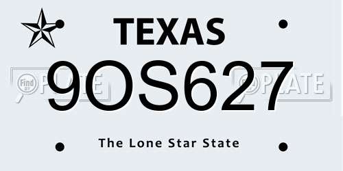 9OS627 Texas License Plate