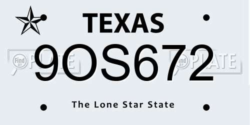 9OS672 Texas License Plate