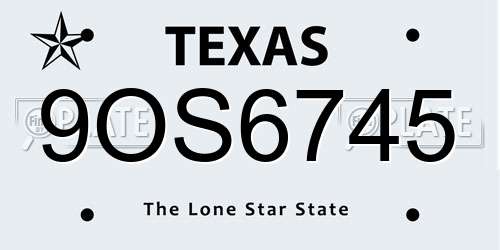9OS6745 Texas License Plate