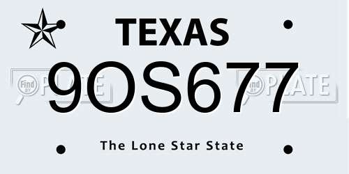 9OS677 Texas License Plate