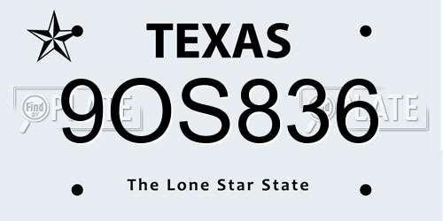 9OS836 Texas License Plate