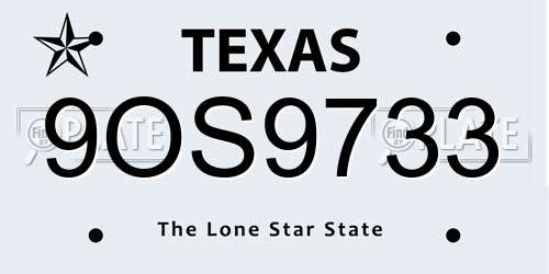 9OS9733 Texas License Plate