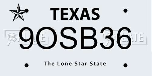 9OSB36 Texas License Plate