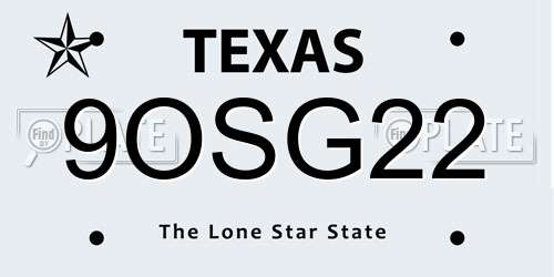 9OSG22 Texas License Plate