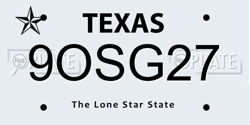 9OSG27 Texas License Plate