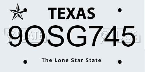 9OSG745 Texas License Plate