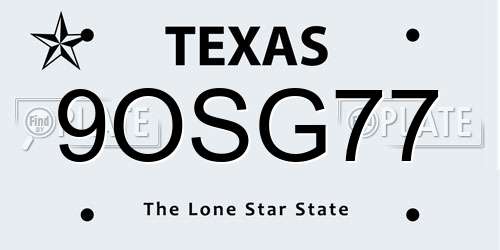 9OSG77 Texas License Plate