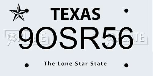 9OSR56 Texas License Plate