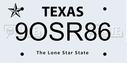 9OSR86 Texas License Plate