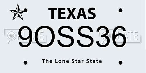 9OSS36 Texas License Plate