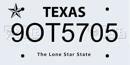 9OT5705 Texas License Plate