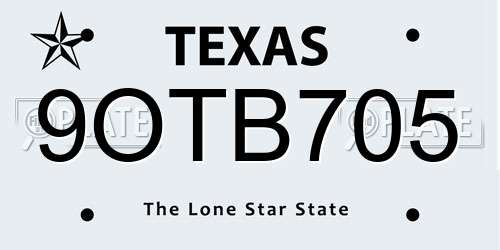 9OTB705 Texas License Plate