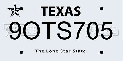 9OTS705 Texas License Plate