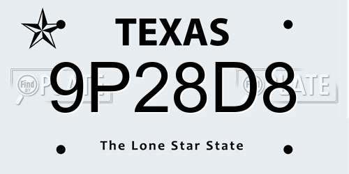 9P28D8 Texas License Plate