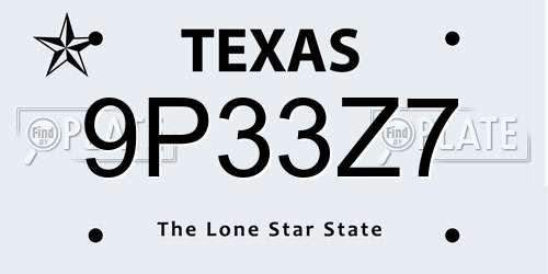 9P33Z7 Texas License Plate