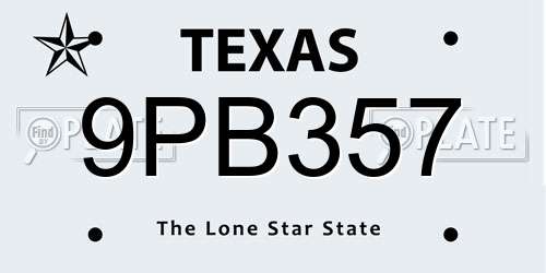 9PB357 Texas License Plate