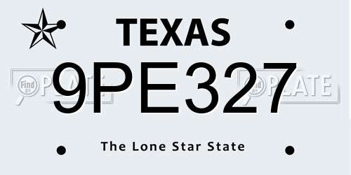 9PE327 Texas License Plate