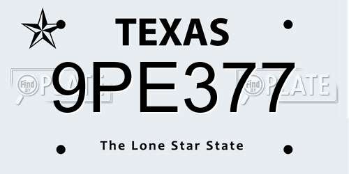 9PE377 Texas License Plate