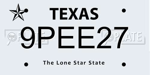 9PEE27 Texas License Plate